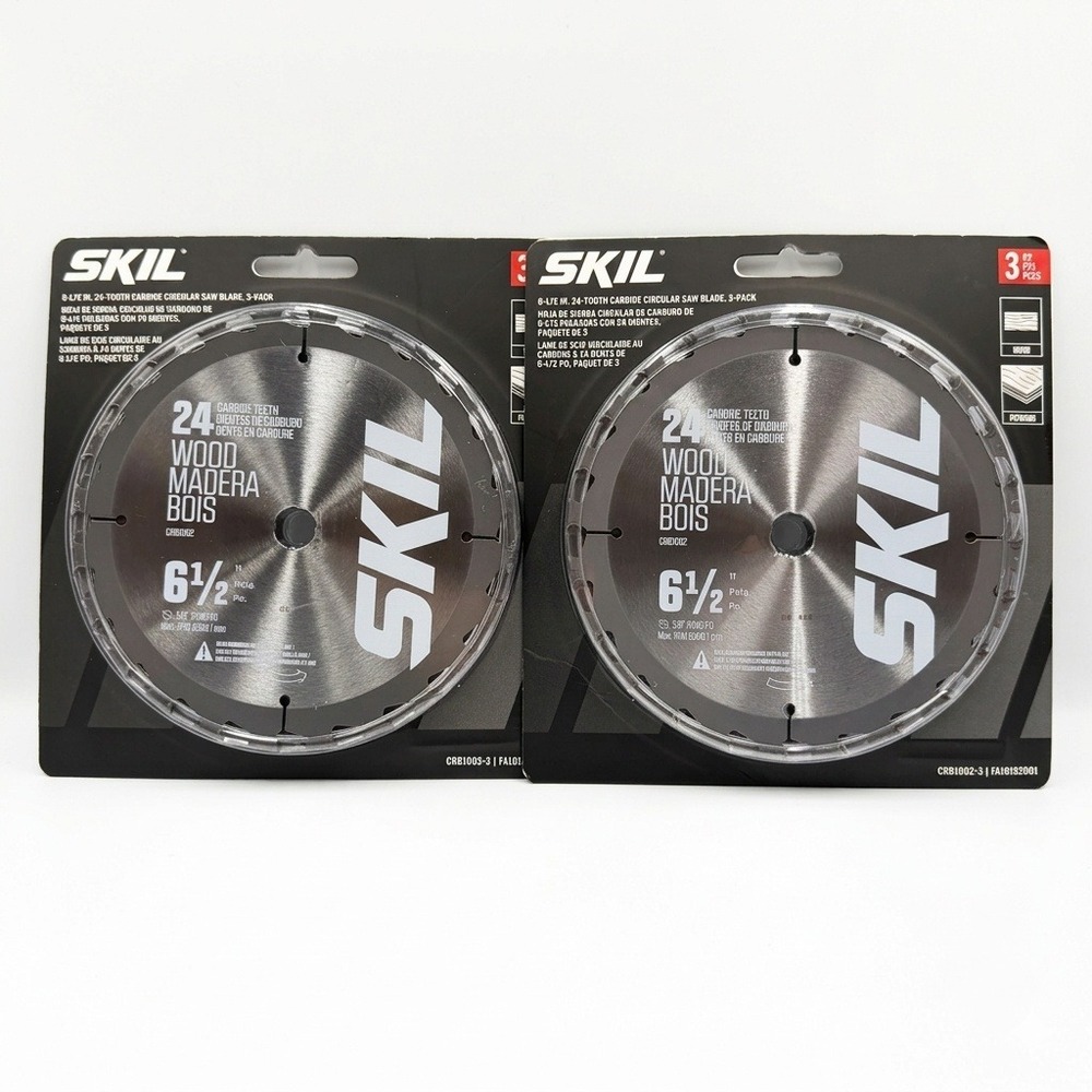 Skil Circular Saw Blade 6-1/2" 24T Silver 2-Pack Lot CRB1002-3 6 Blades **NEW**